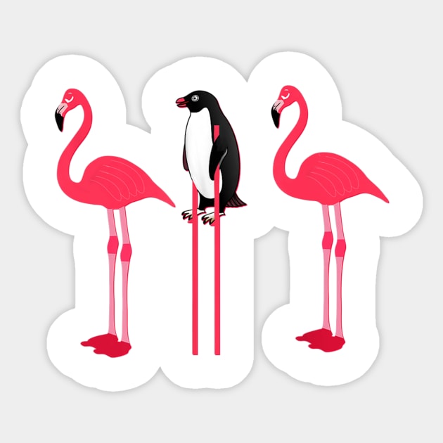 Funny Pink Flamingo Lover Penguin Disguise Sticker by Ortizhw